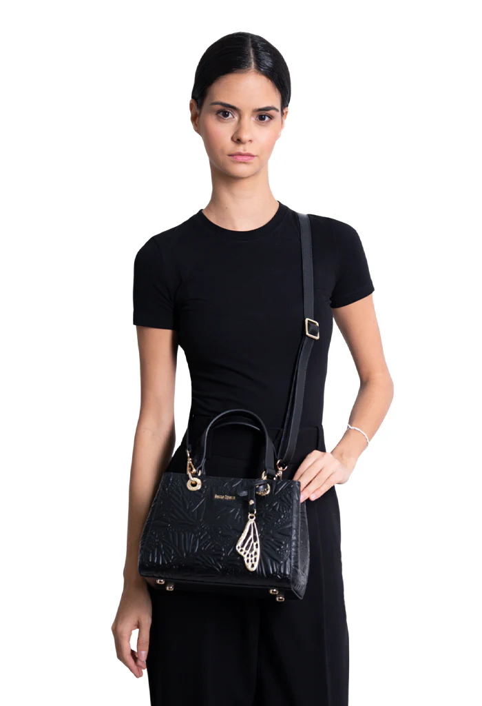 Mini Satchel Kaxan  Piel Grabado Mariposa