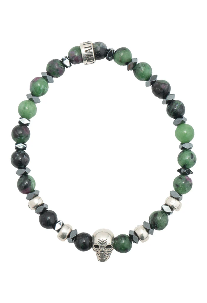 Pulsera Camouflage Dije Calavera Plata