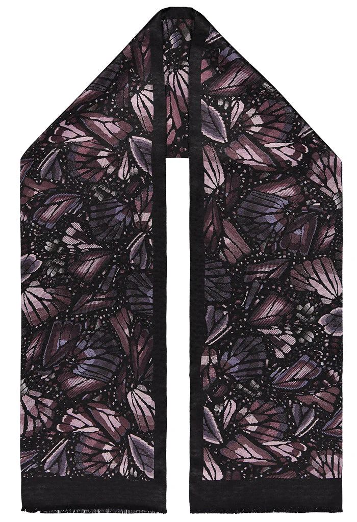 Bufanda Doble Vista Mariposa Bordada