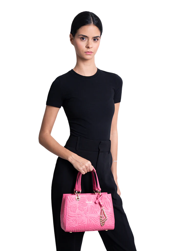 Mini Satchel Kaxan  Piel Grabado Mariposa