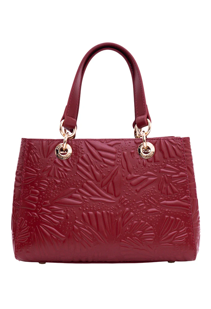 Mini Satchel Kaxan  Piel Grabado Mariposa