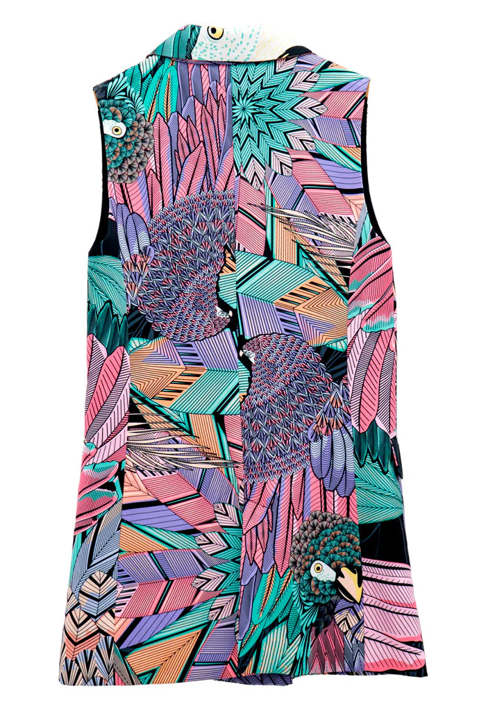 Chaleco Tlali Guacamaya Negro/Rosa