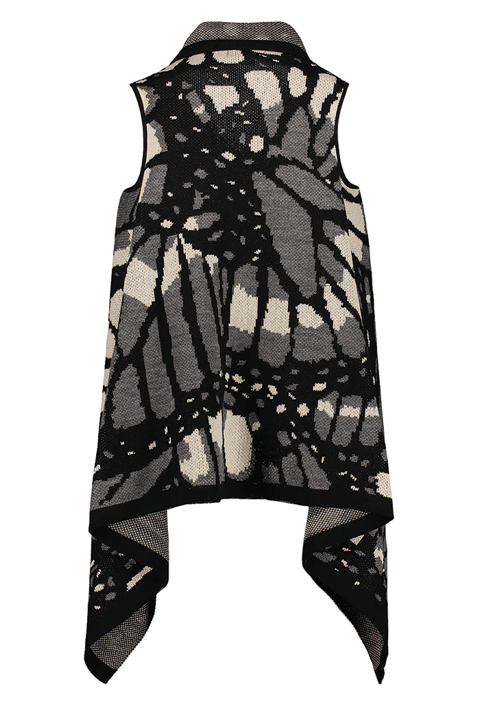 Chaleco Yoali Mariposa Bordada Blanco Negro