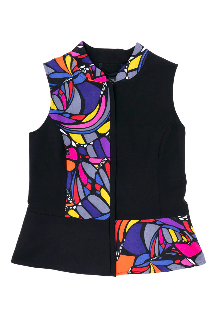 Chaleco Combinado Mariposa Abstracta Negro