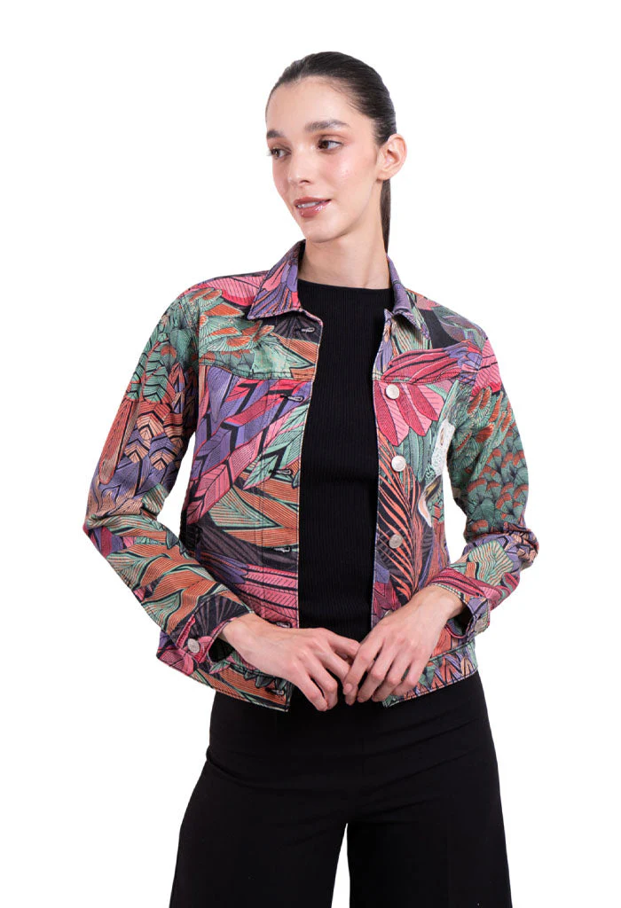 Chamarra Guacamaya Negro Rosa