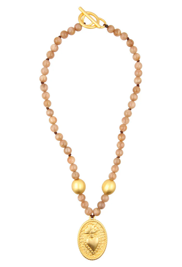 Collar Unisex Sagrado Corazón con Ágata