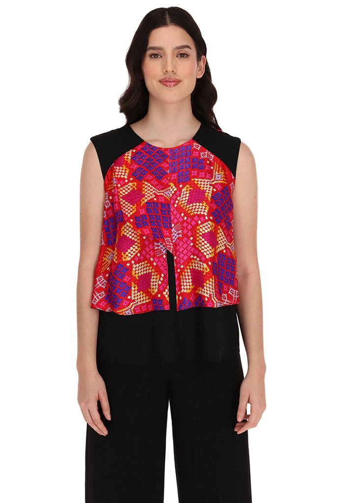 Blusa Pétalos Tejido Maya Rojo