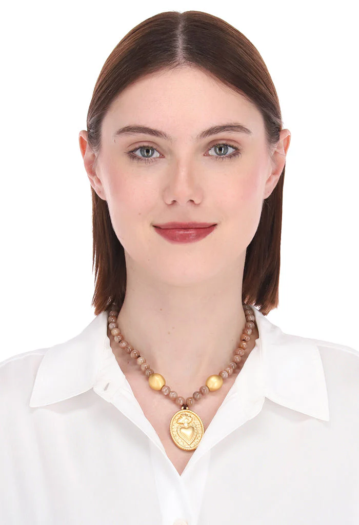 Collar Unisex Sagrado Corazón con Ágata