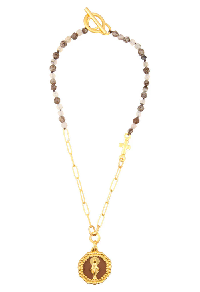 Collar Unisex Virgen Milagrosa con Ágata