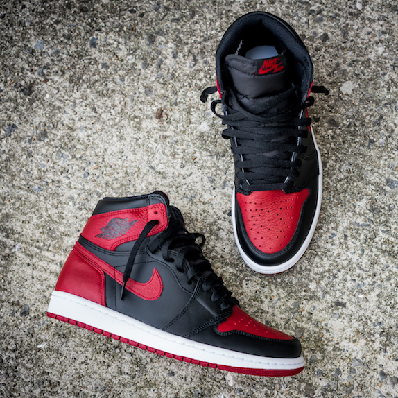 Retro Satin Bred Shoes (Black/Red)