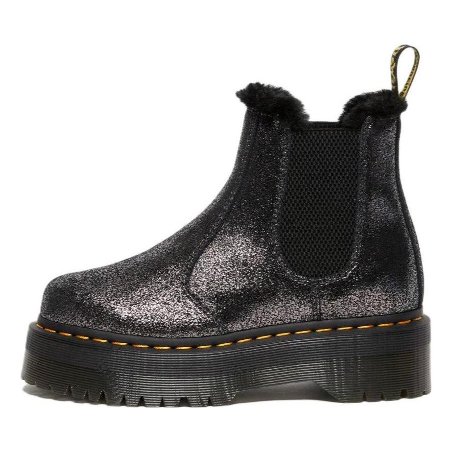 (WMNS) 2976 Faux Fur-Lined Metallic Platform Chelsea Boots 'Black' 27956012