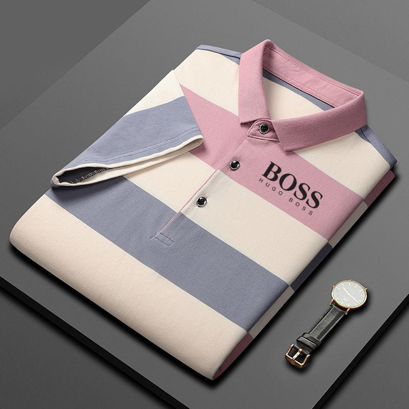 Men's high-end striped cotton T-shirt