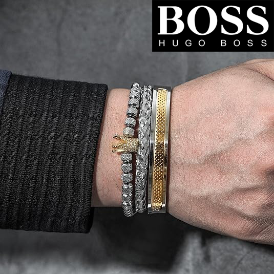 3 PCS Adjustable Cuff Bangle Bracelet for Men