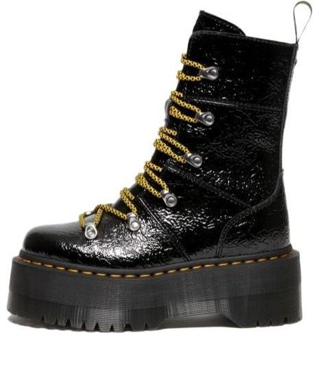 (WMNS) Ghilana Max Distressed Patent Leather Platform Boots 'Black' 27788001