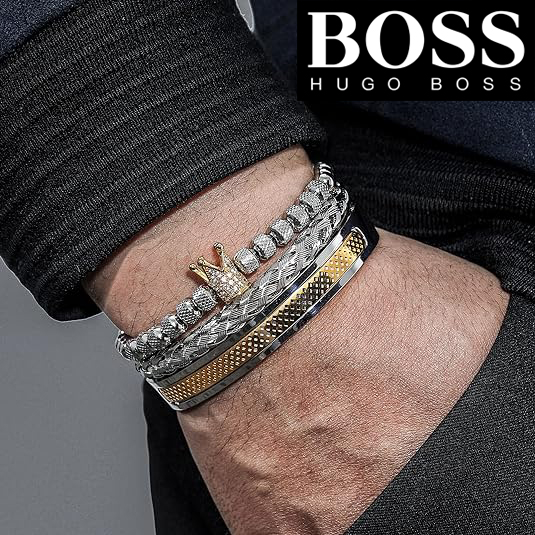3 PCS Adjustable Cuff Bangle Bracelet for Men