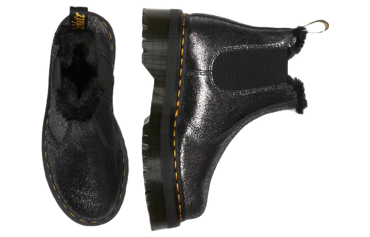 (WMNS) 2976 Faux Fur-Lined Metallic Platform Chelsea Boots 'Black' 27956012