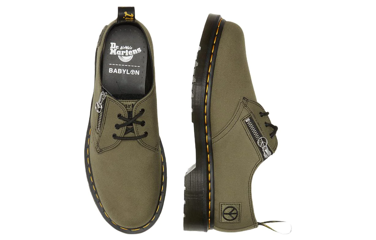 x Babylon 1461 Canvas & Leather Oxford Shoes 'Black Olive' 27990335