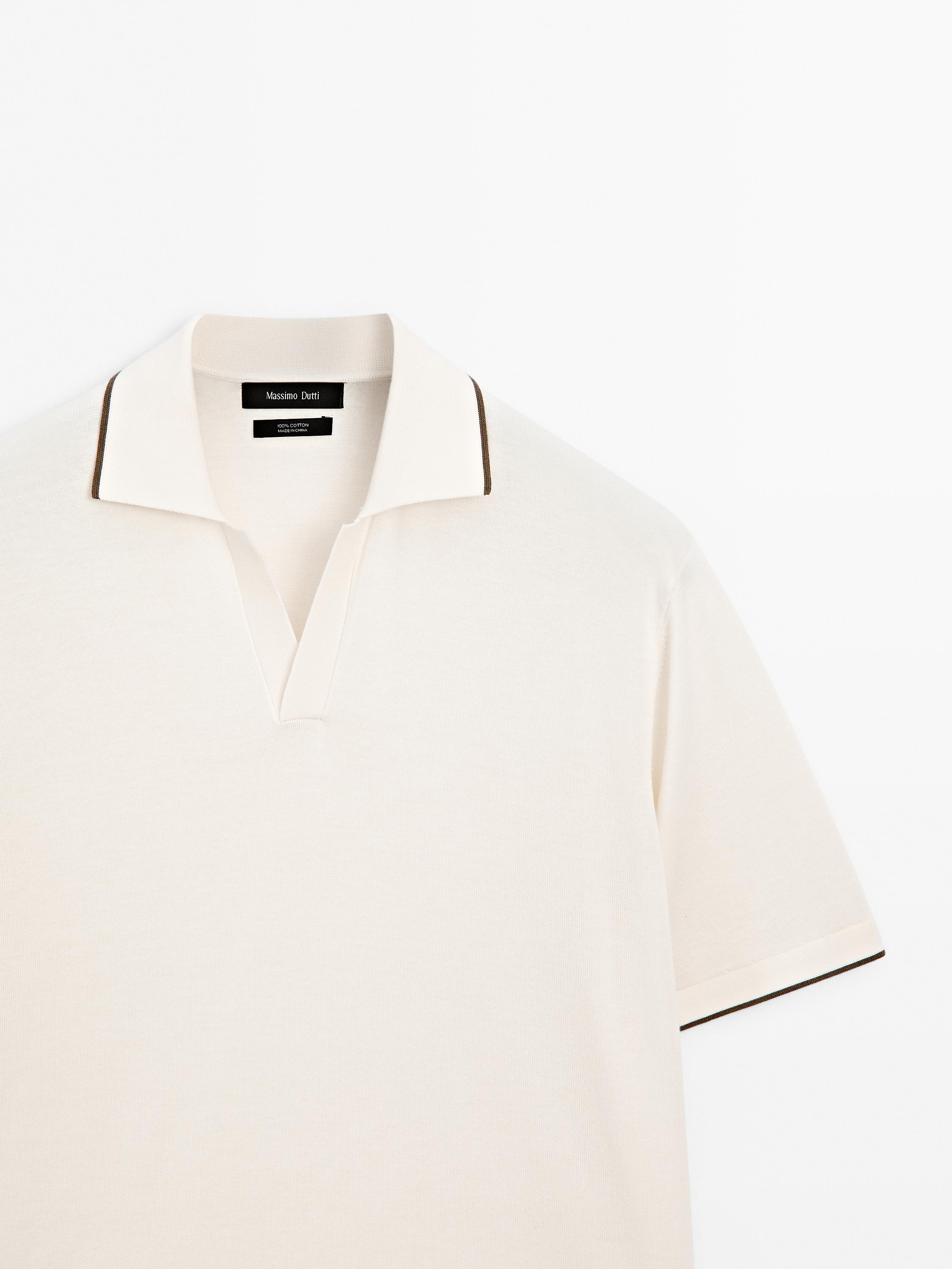 Knit polo shirt with contrast detail