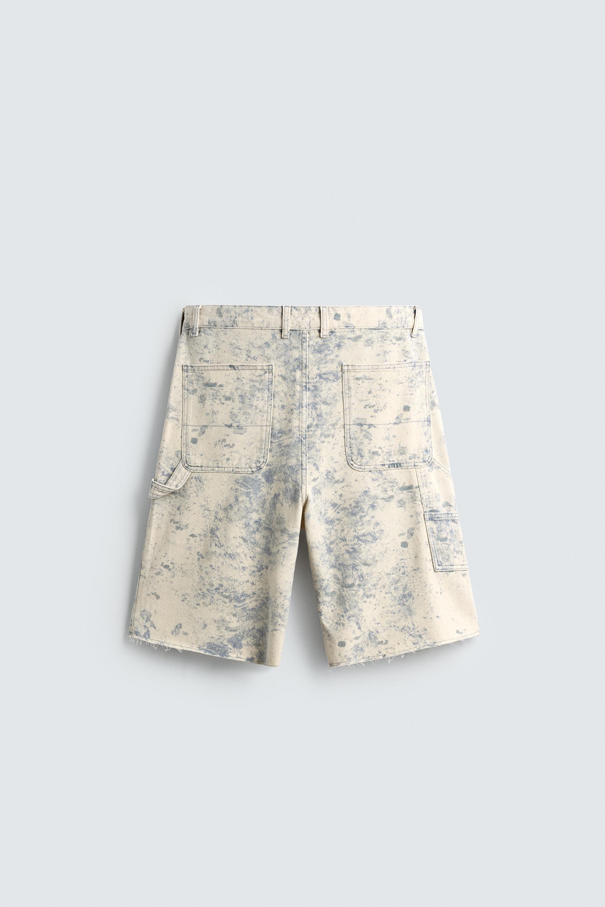 ABSTRACT PRINT CARPENTER POCKET BERMUDA SHORTS