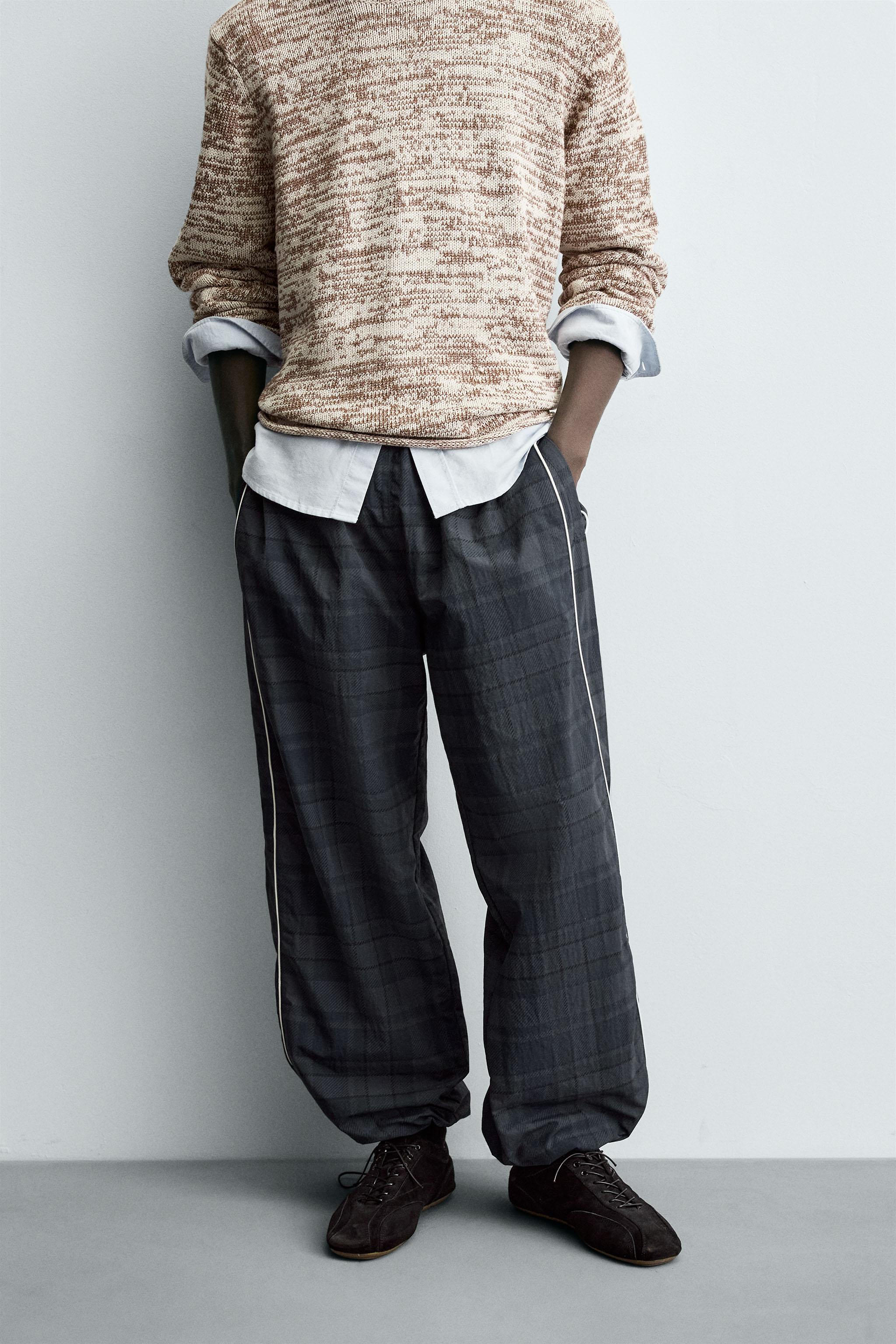 CONTRAST PLAID TECHNICAL JOGGER PANTS