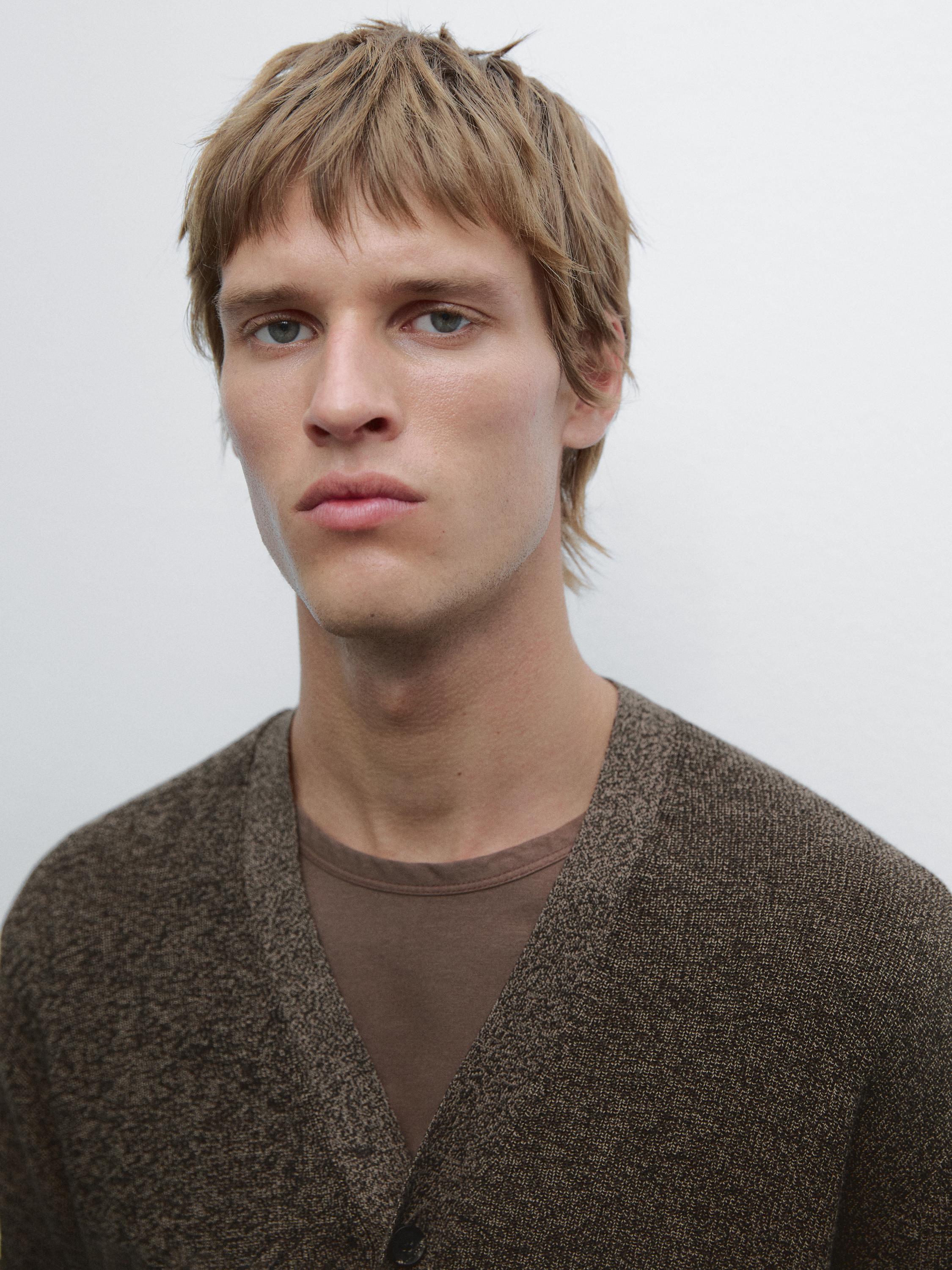 100% cotton mouliné knit cardigan