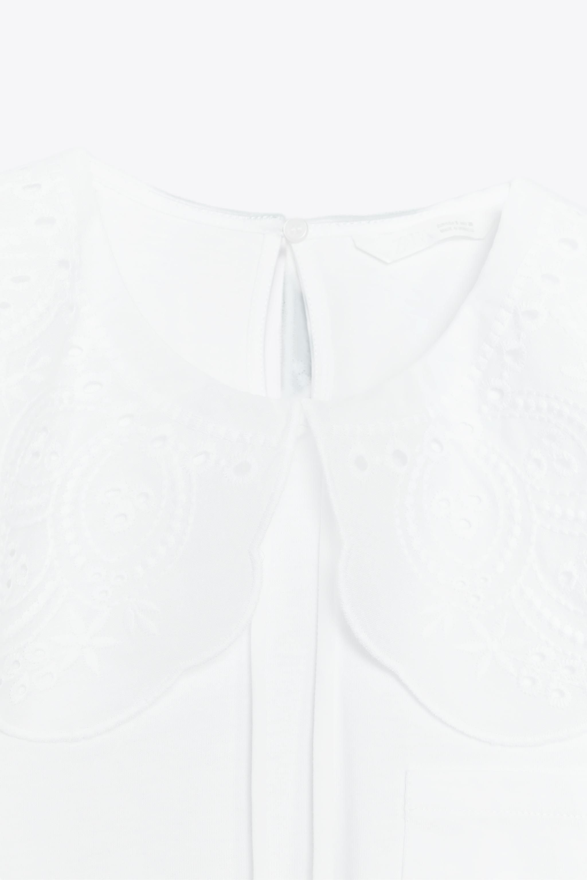 EMBROIDERED PETER PAN COLLAR T-SHIRT