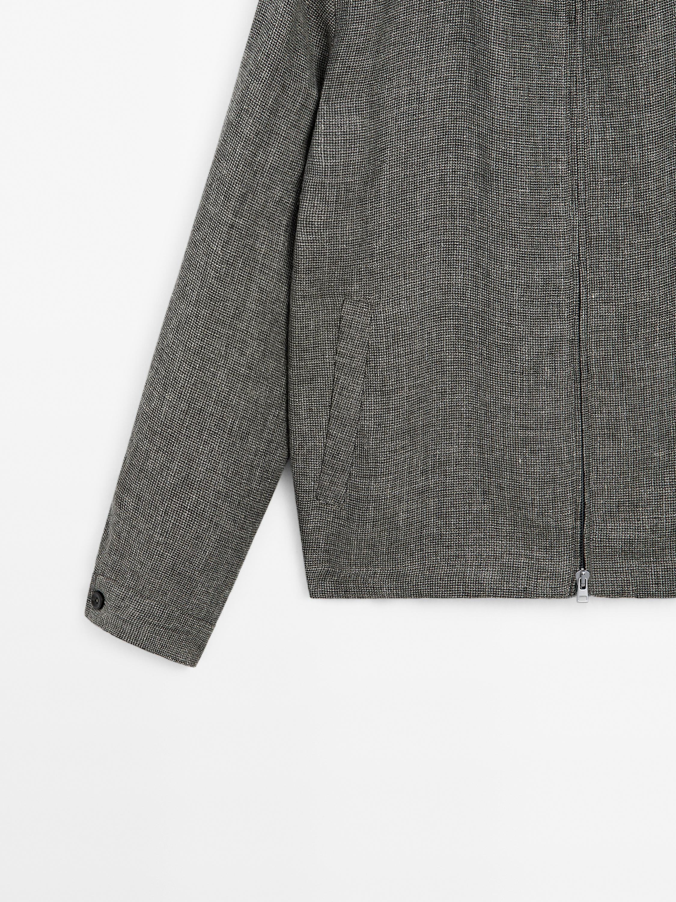 Faded textured linen blend jacket