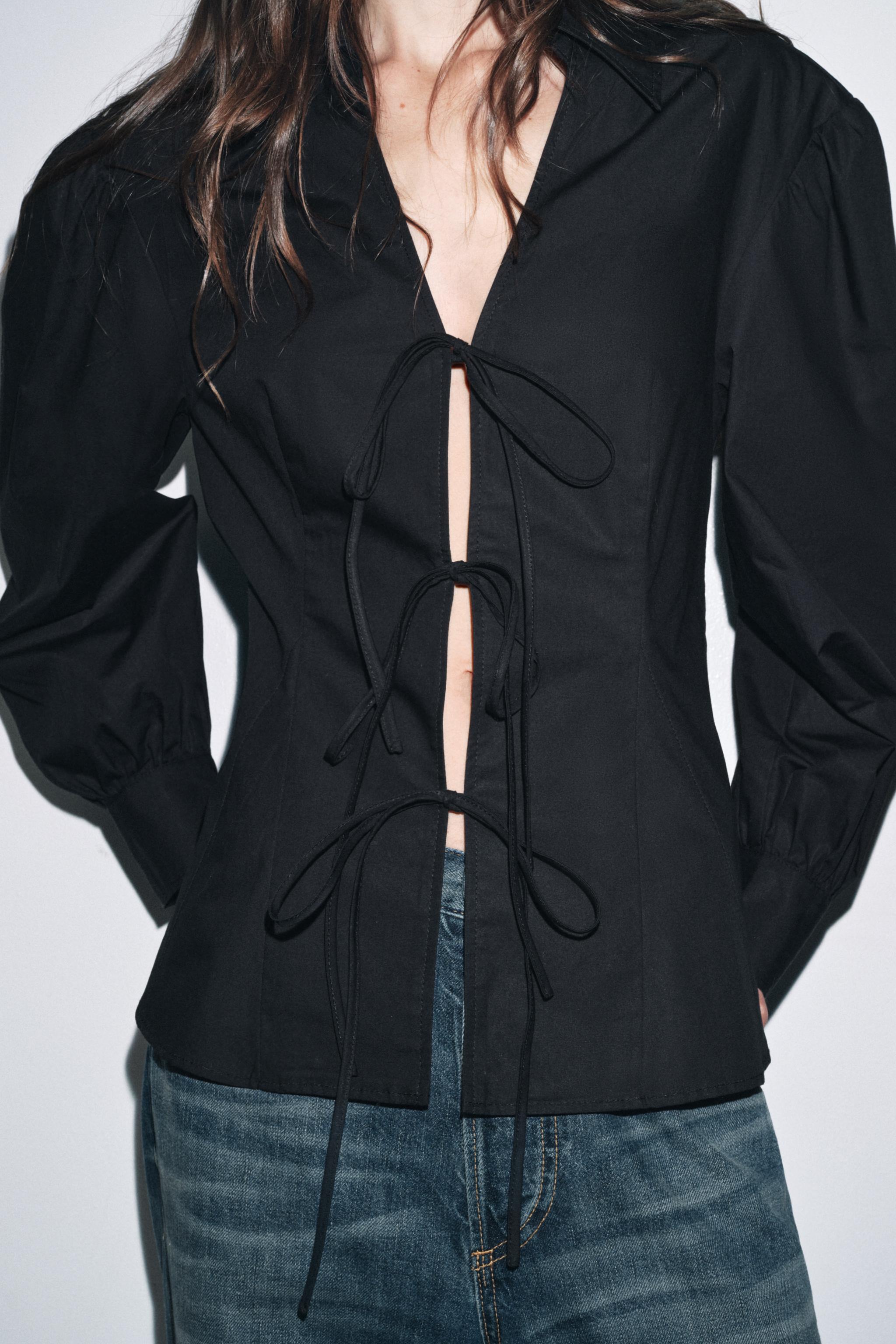 POPLIN SHIRT WITH TIES ZW COLLECTION