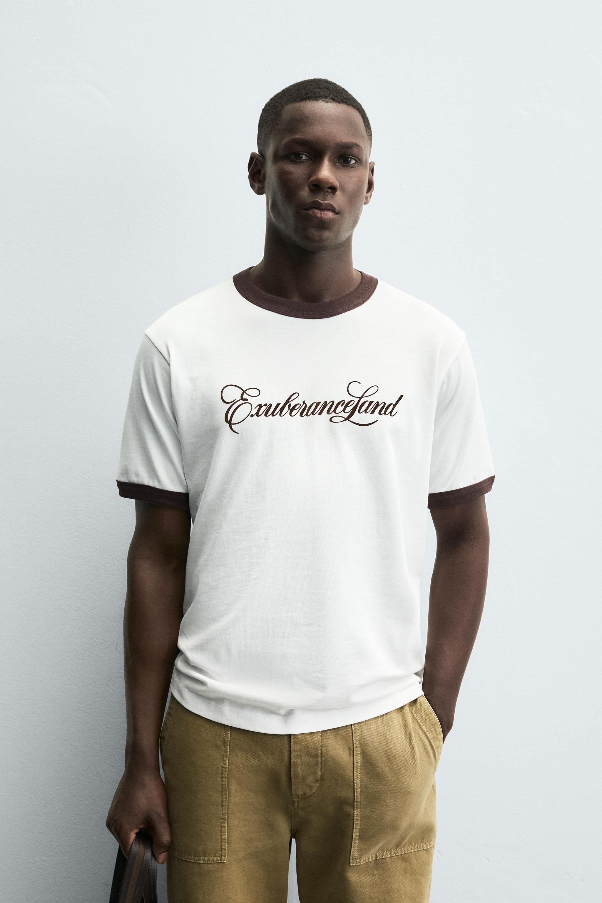 CONTRAST TEXT RIB T-SHIRT