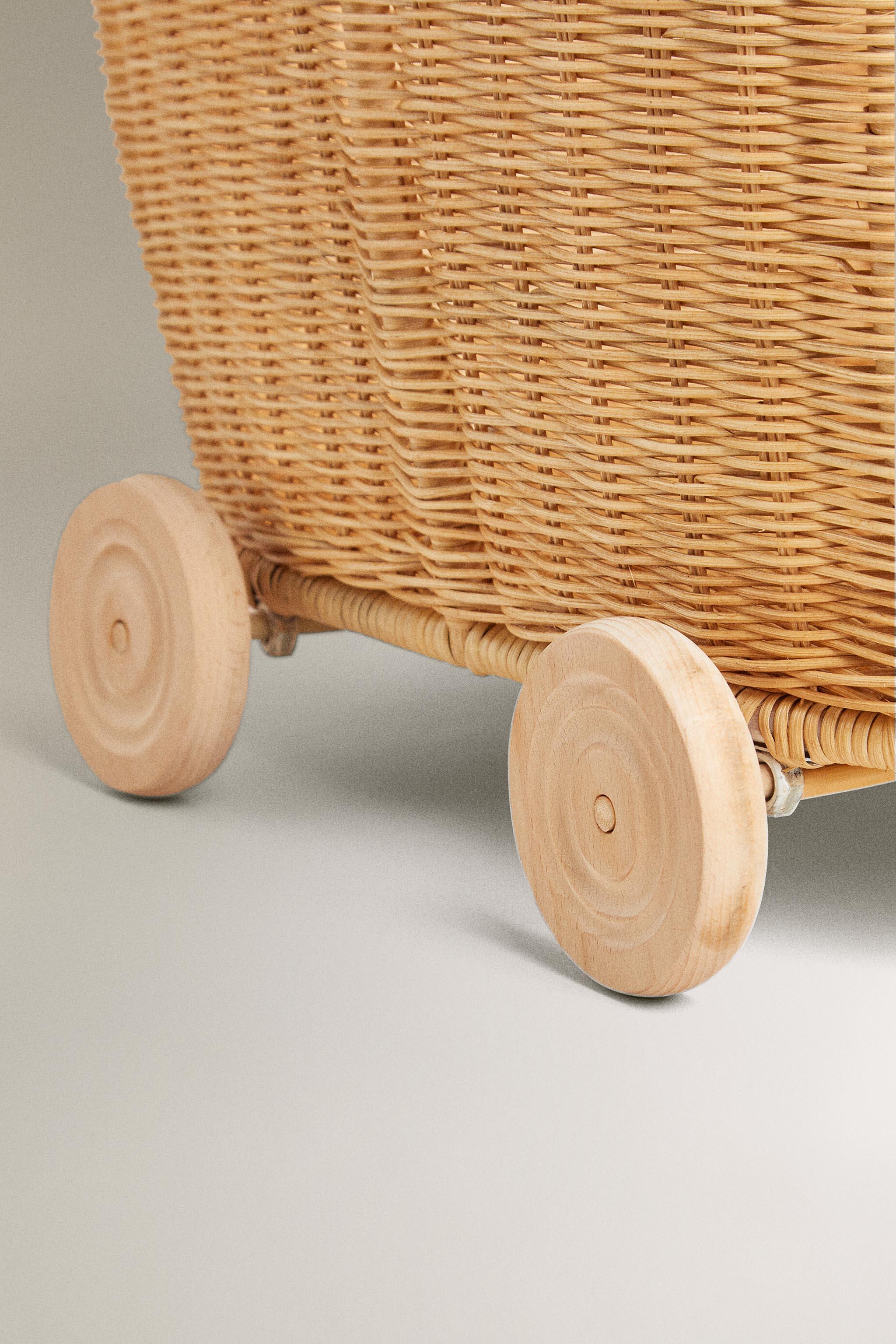 RATTAN CART WITH WHEELS