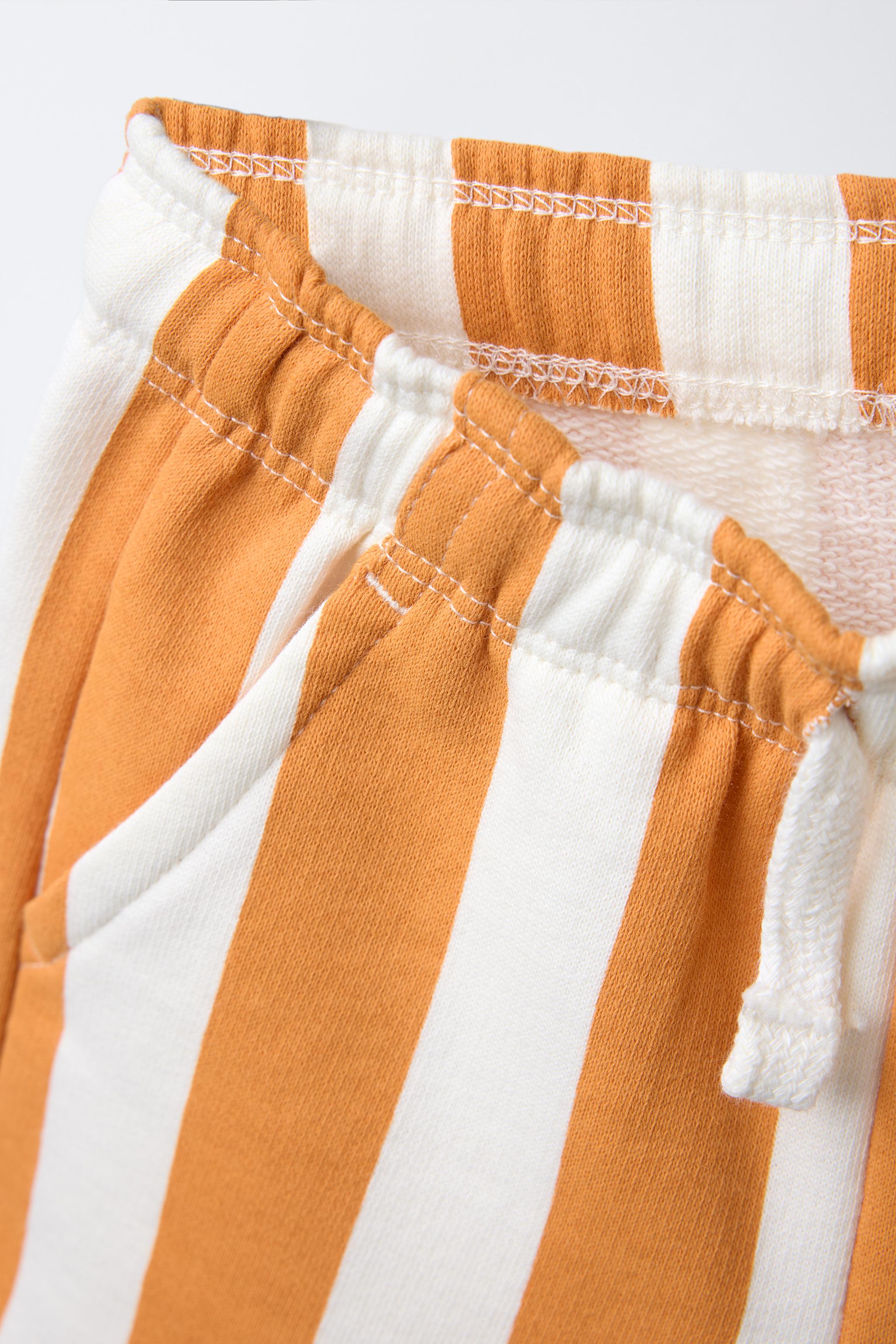 STRIPED STRAIGHT PLUSH SHORTS