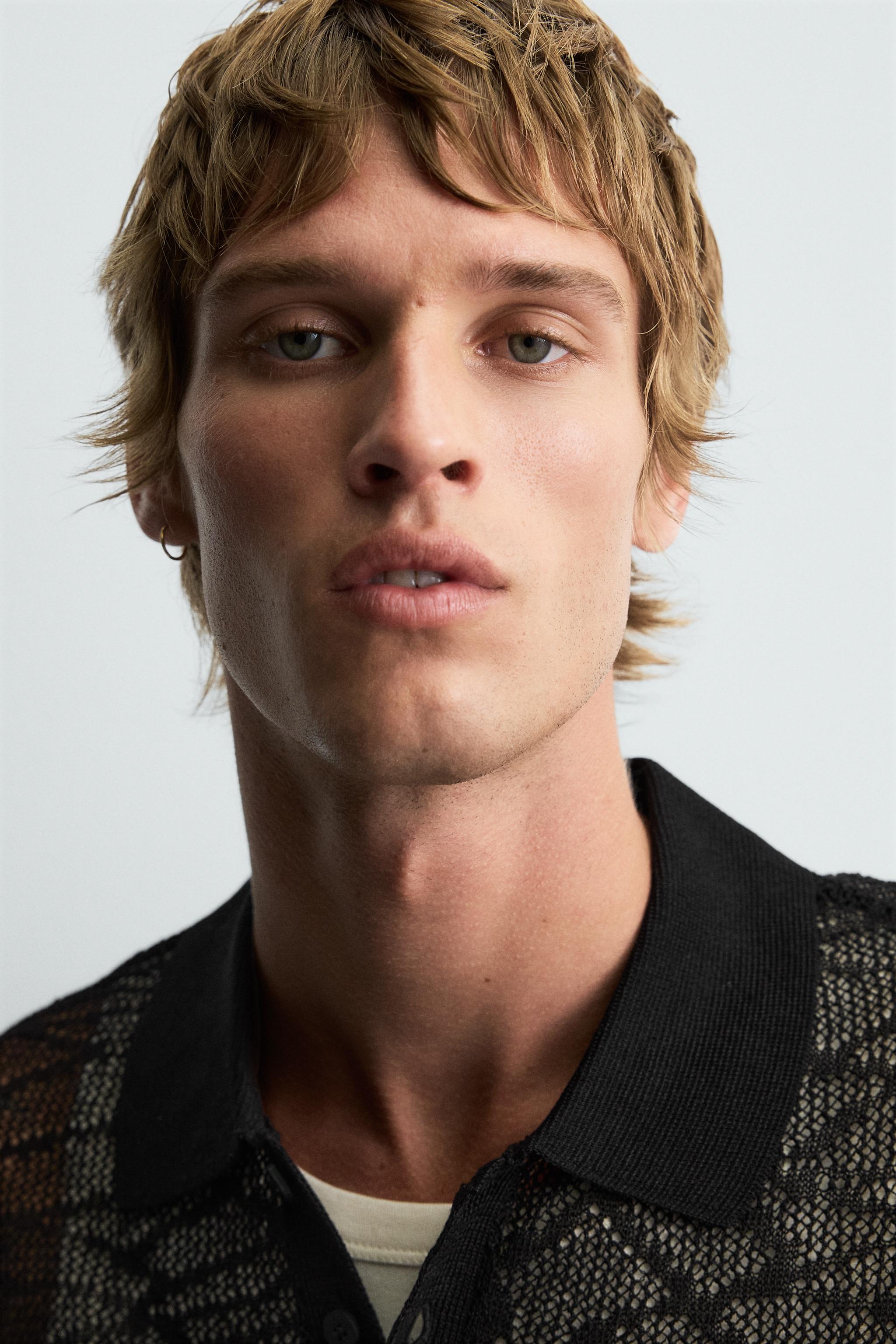 OPEN-KNIT POLO SHIRT