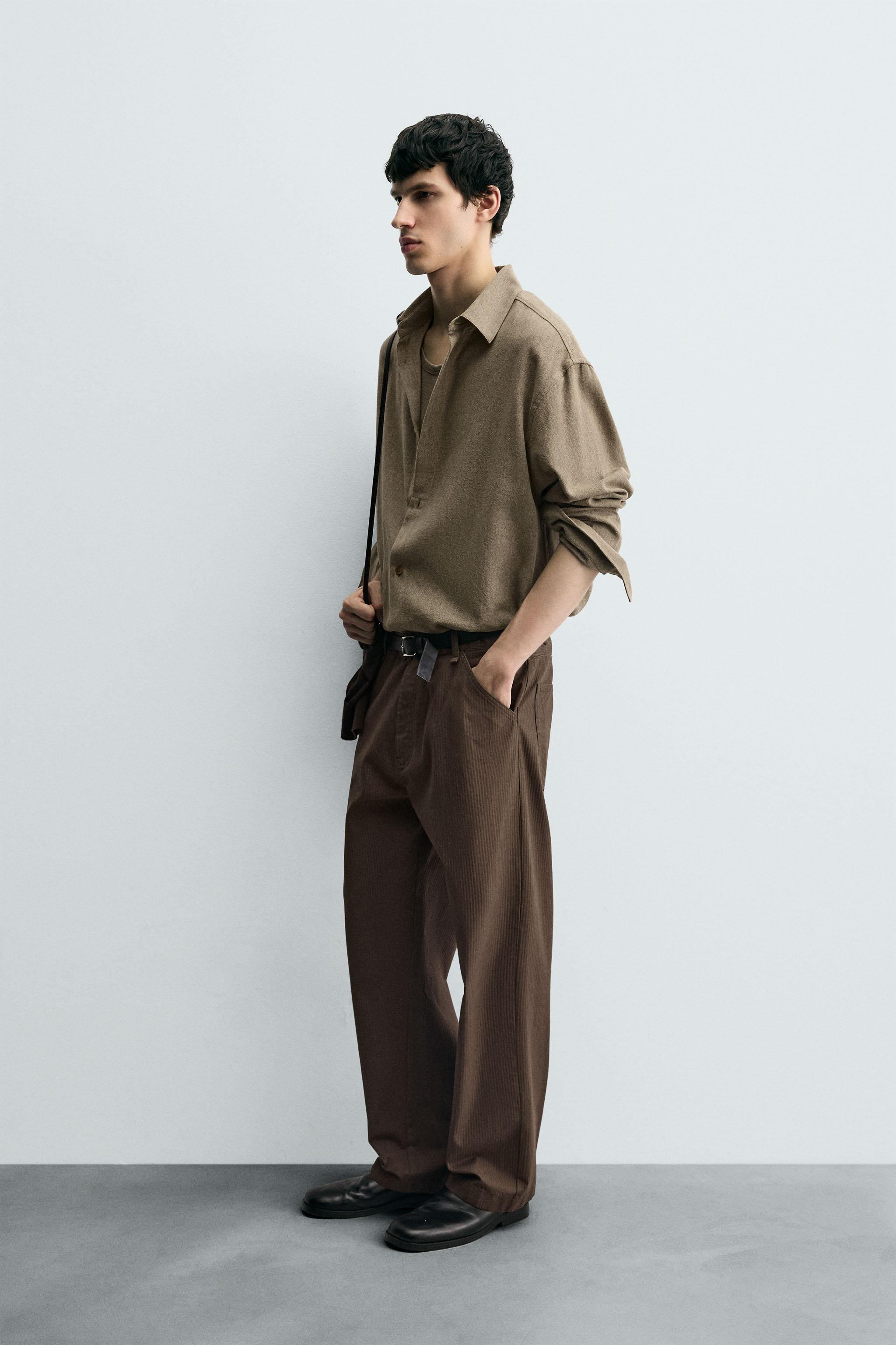 TEXTURED COTTON BLEND SHIRT