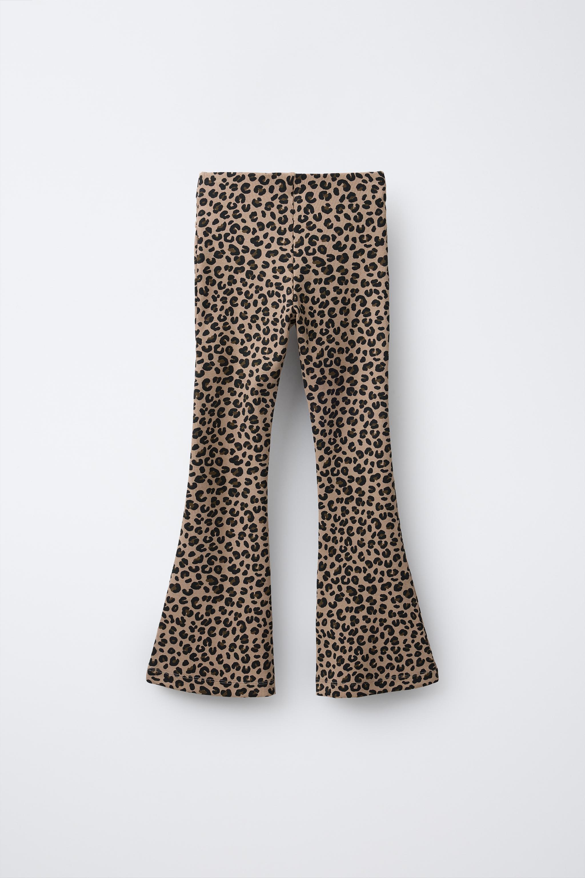 RIBBED FLARE ANIMAL PRINT LEGGINGS