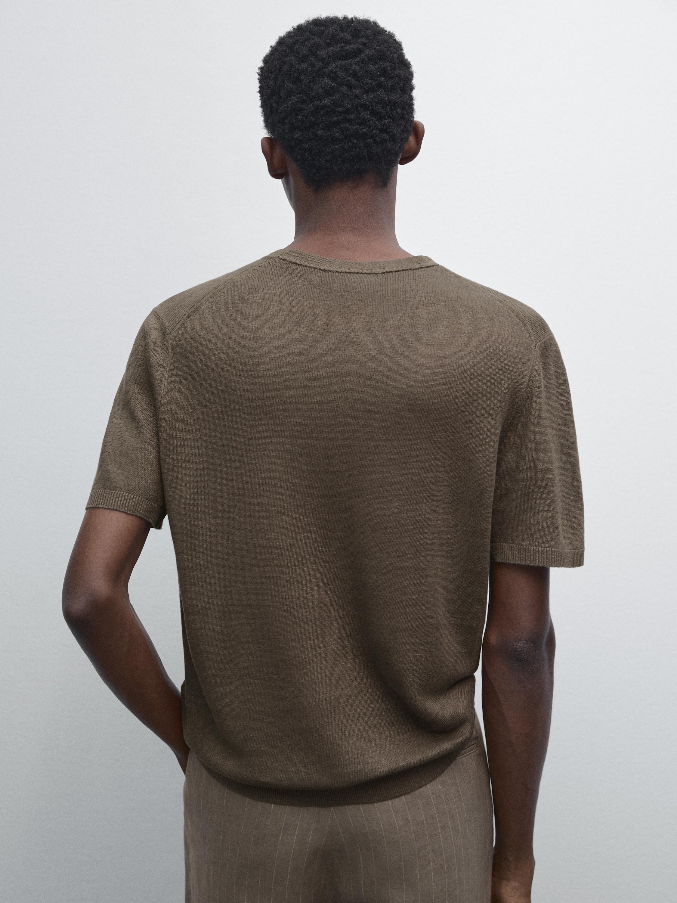 100% linen short sleeve knit T-shirt