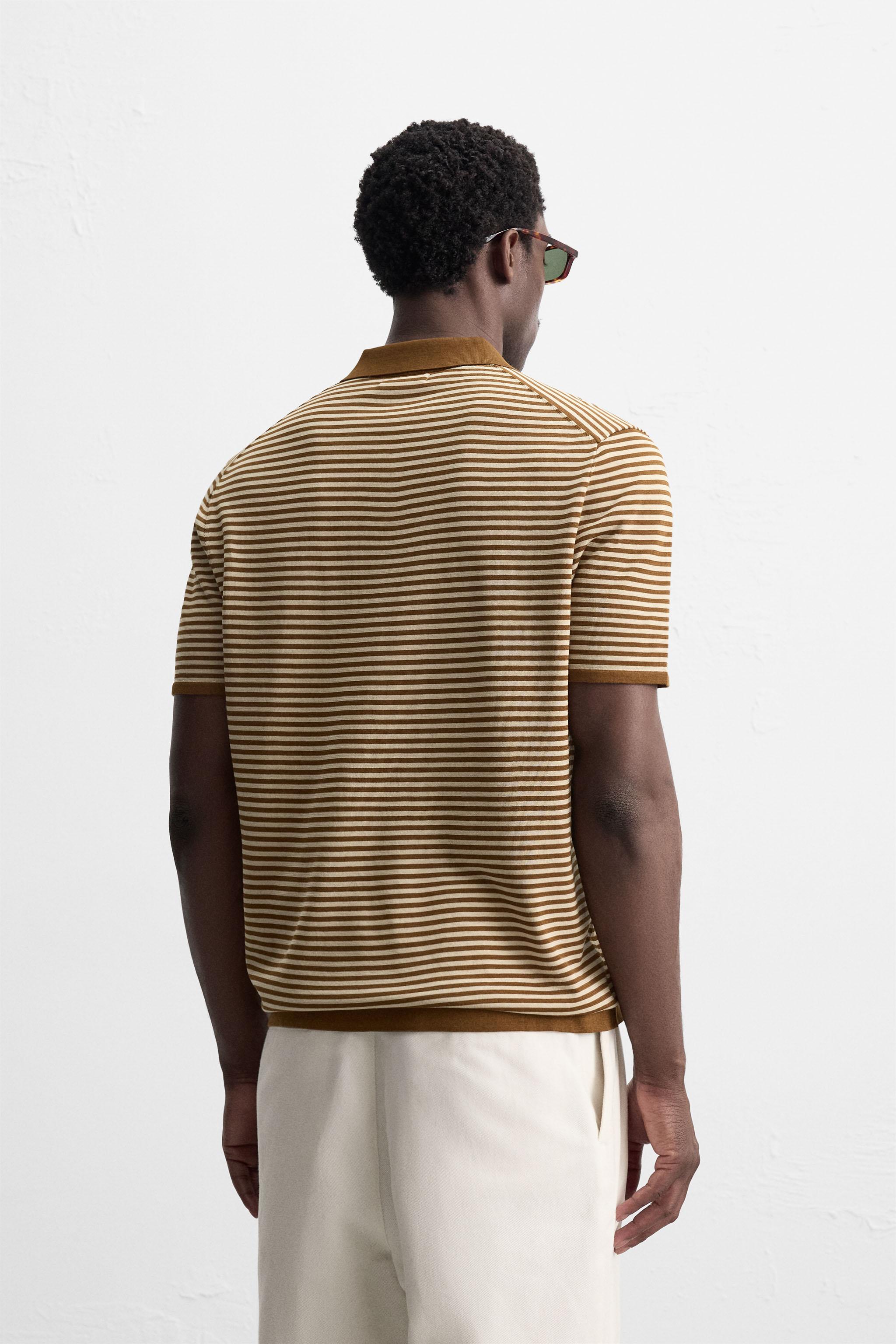 STRIPED KNIT POLO SHIRT
