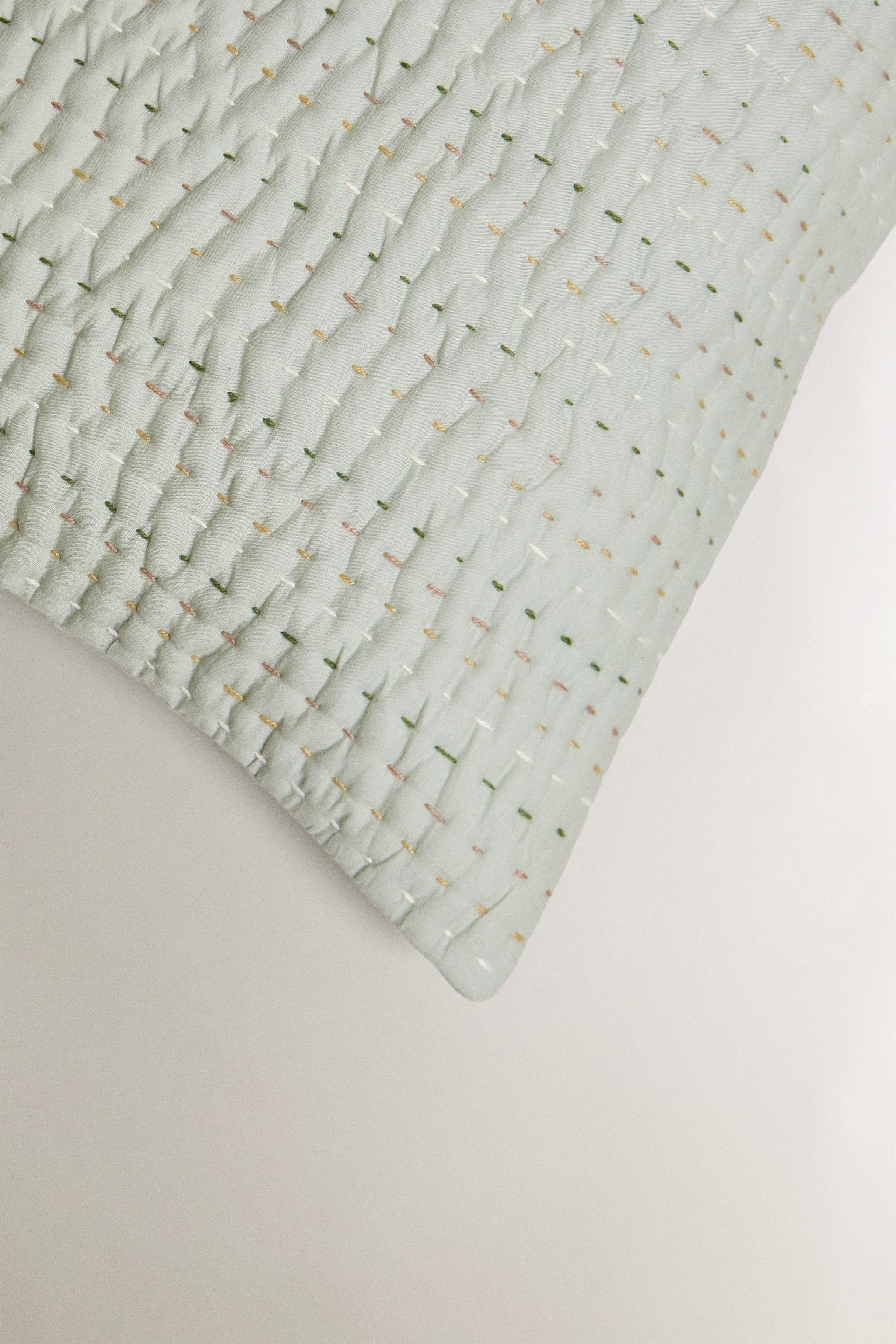 BACKSTITCHED THROW PILLOW COVER