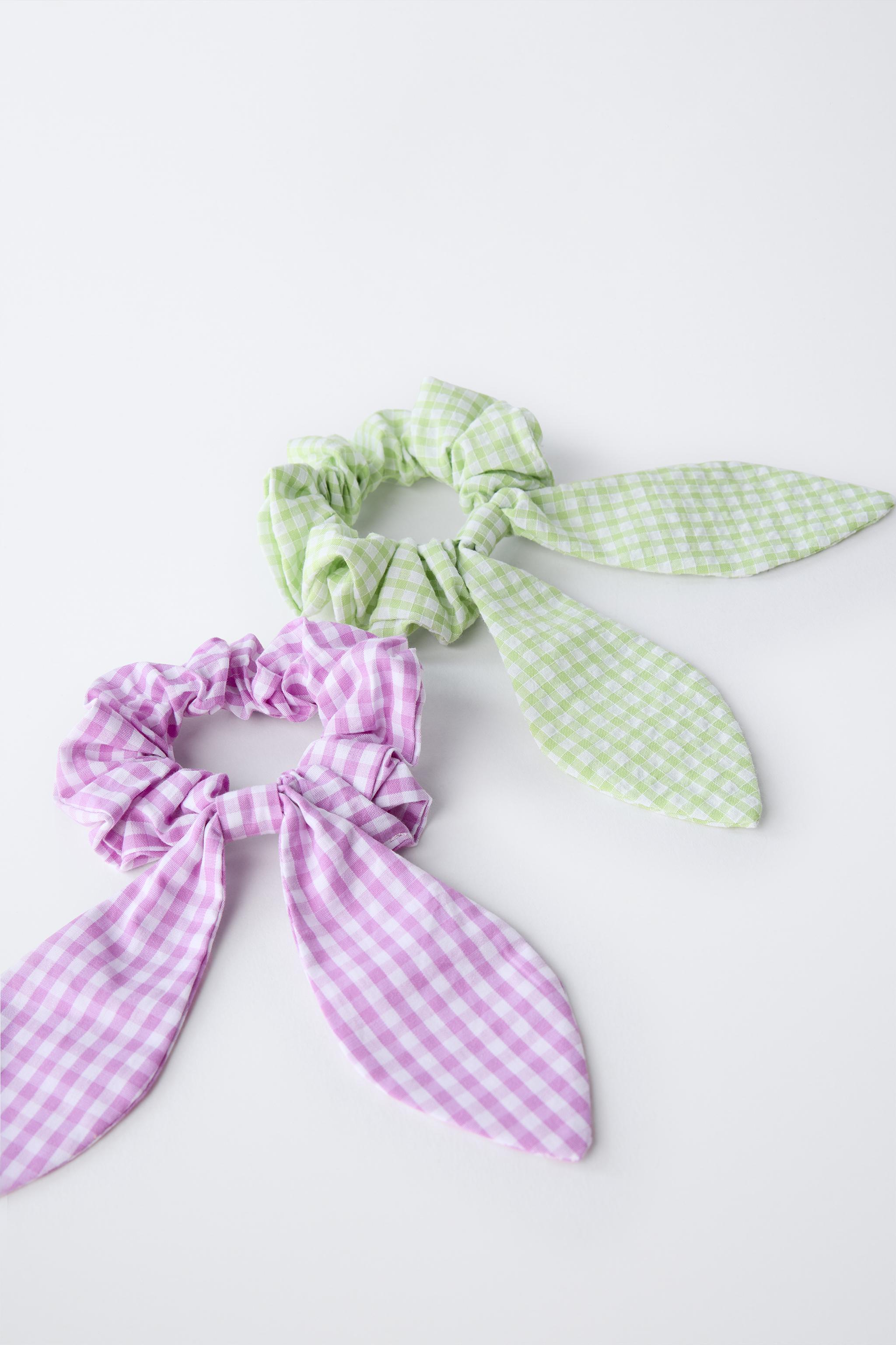 TWO-PACK OF GINGHAM BOW SCRUNCHIES