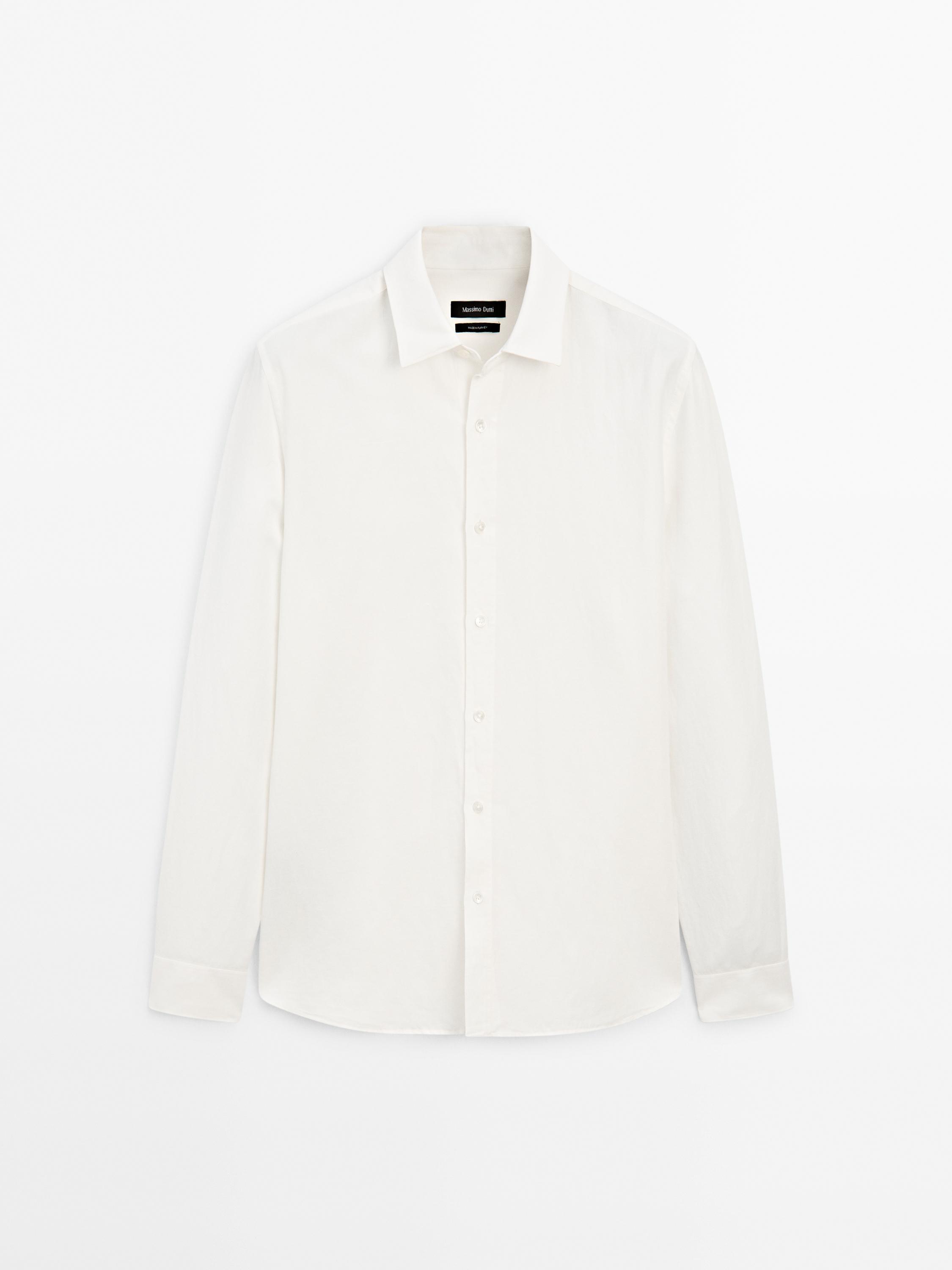 Regular fit linen blend shirt