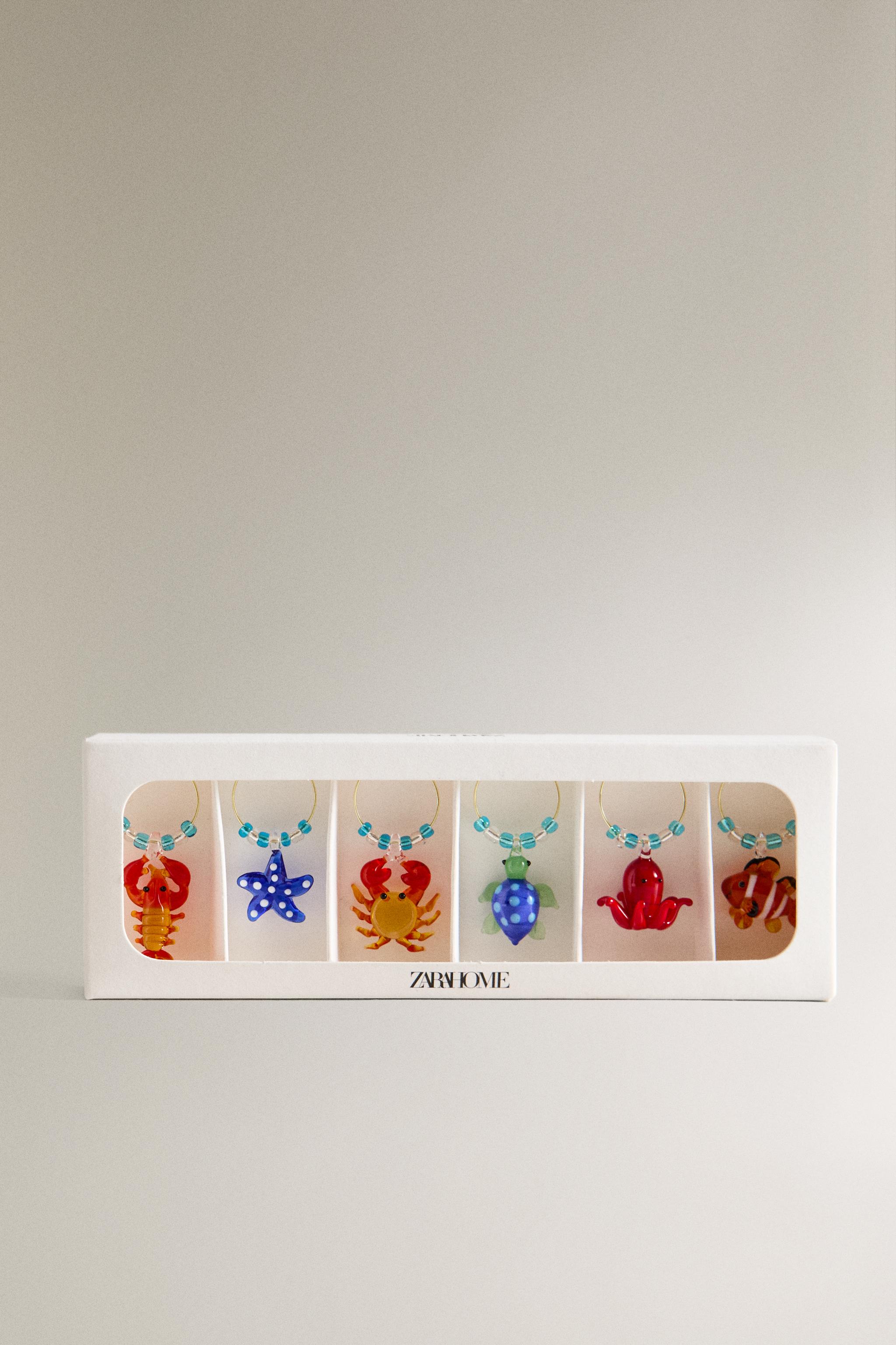 SET OF MARINE ANIMAL GLASS CHARMS (SET OF 6)