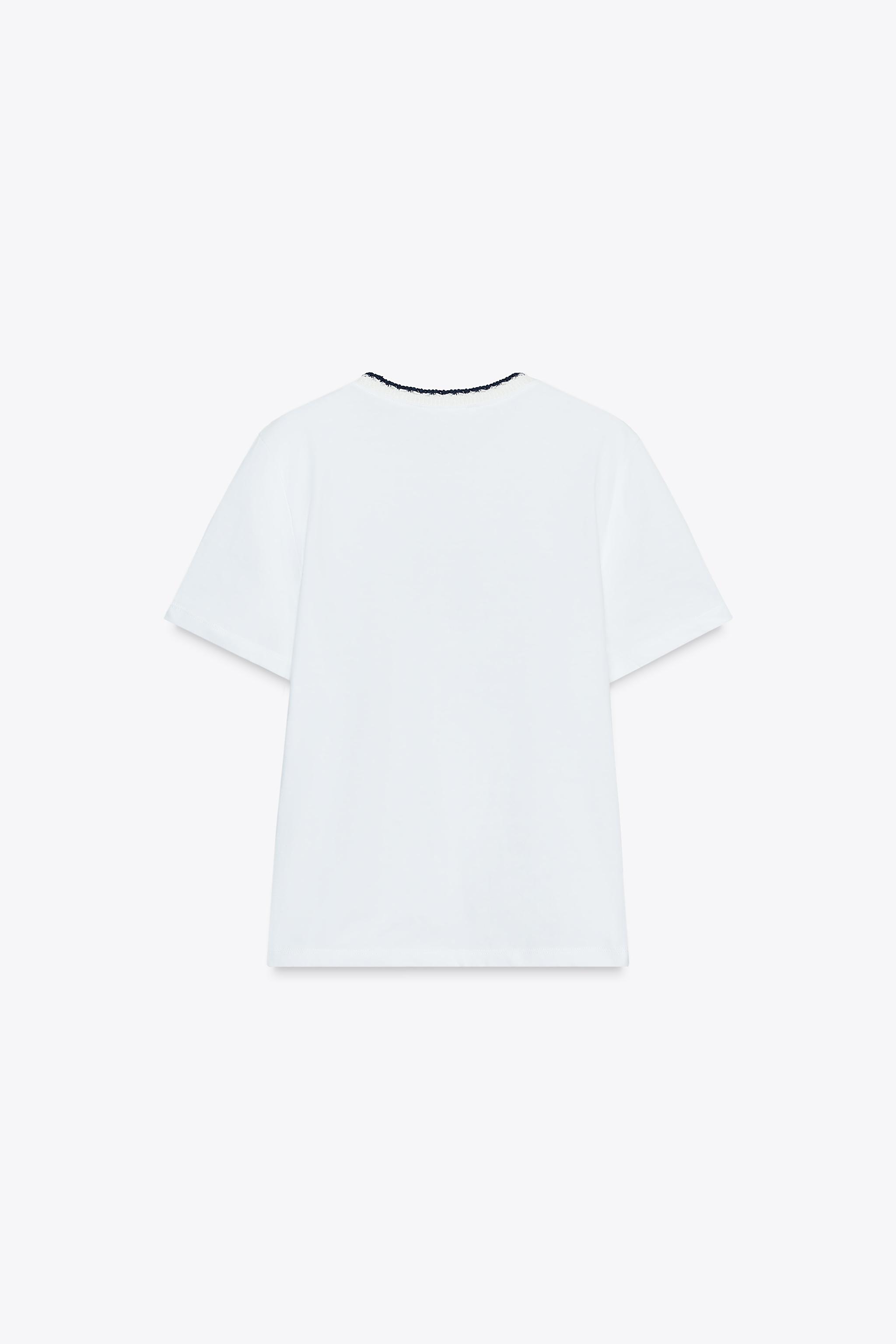 TEXT T-SHIRT WITH KNIT COLLAR