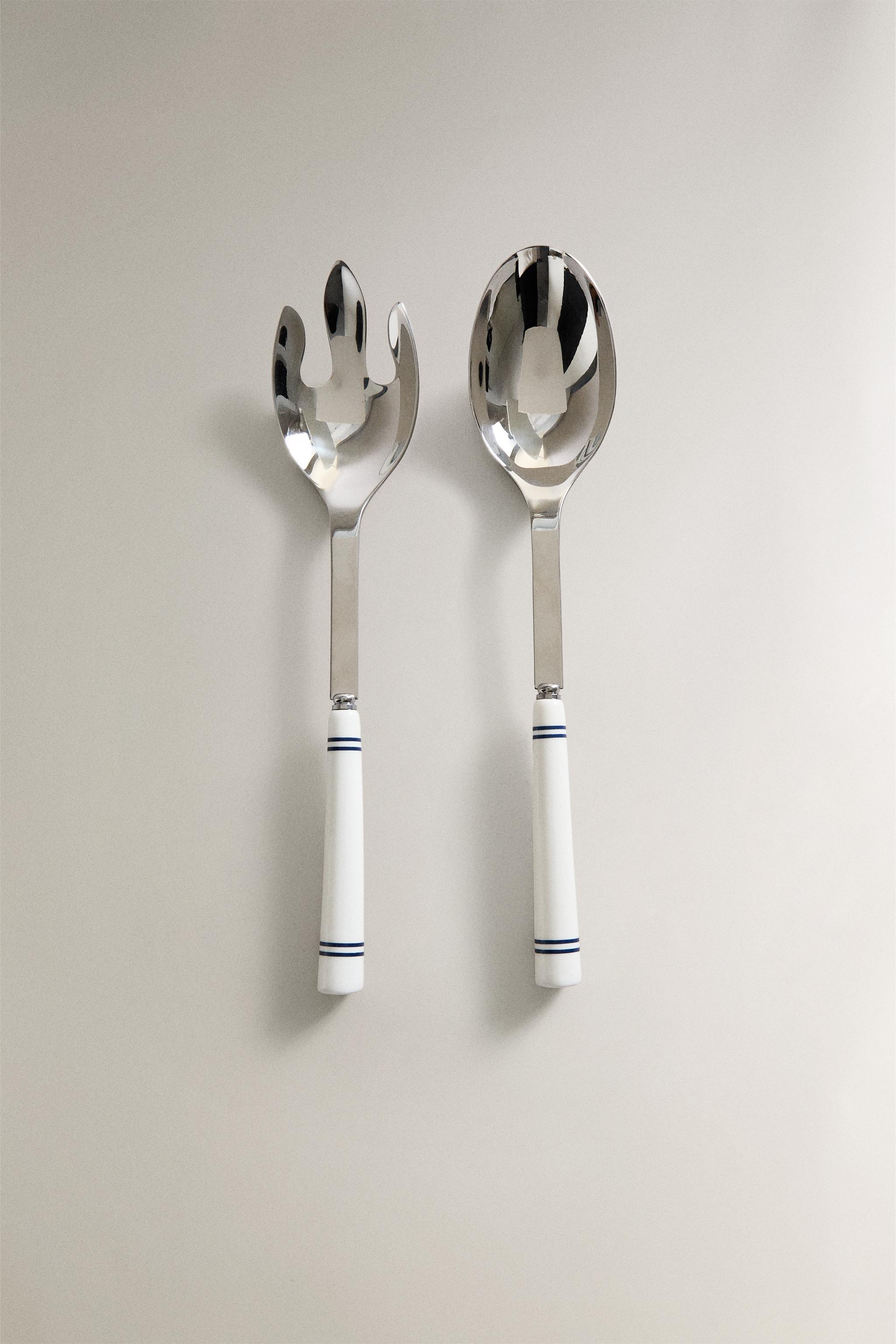 CERAMIC SALAD FLATWARE SET (SET OF 2)