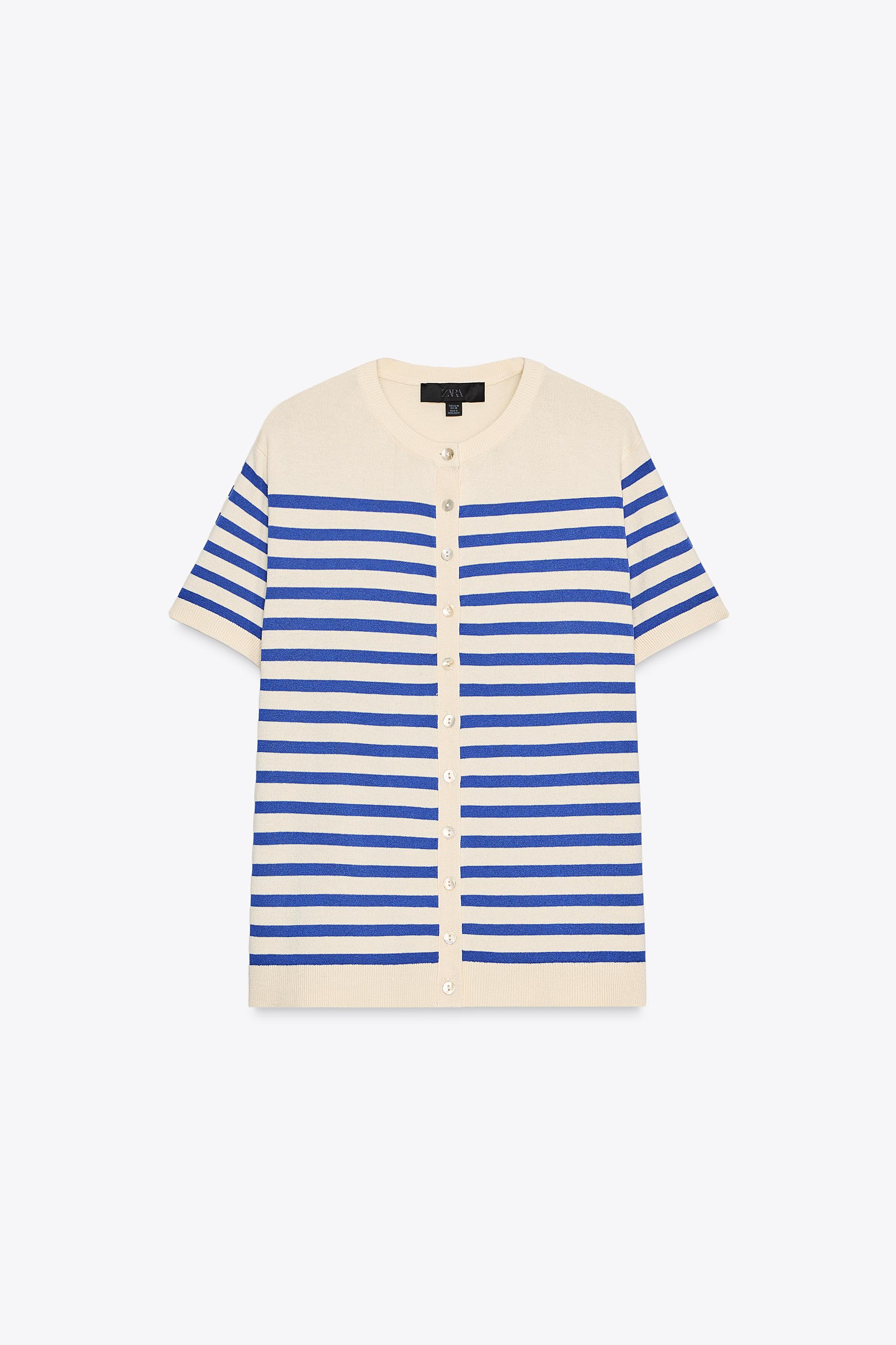STRIPED KNIT SHORT SLEEVE JACKET