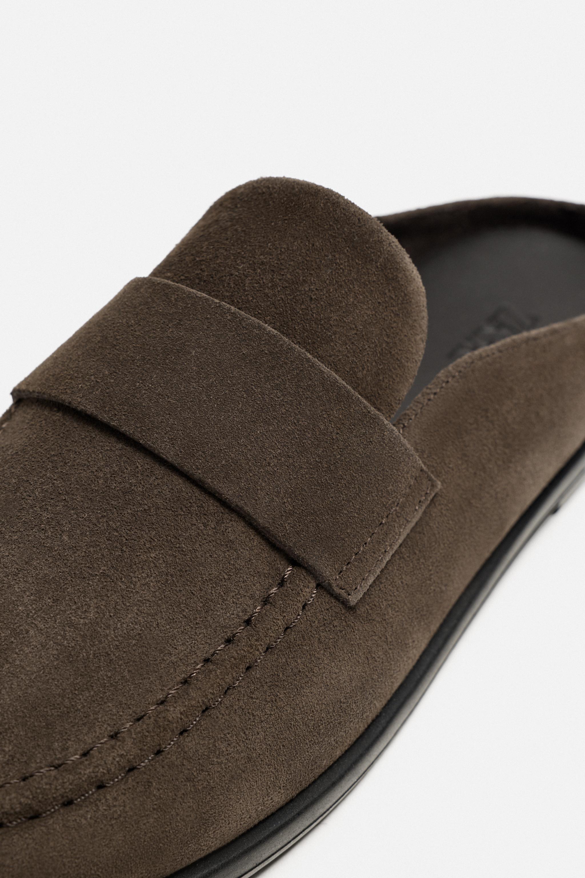 LEATHER OPEN BACK LOAFERS