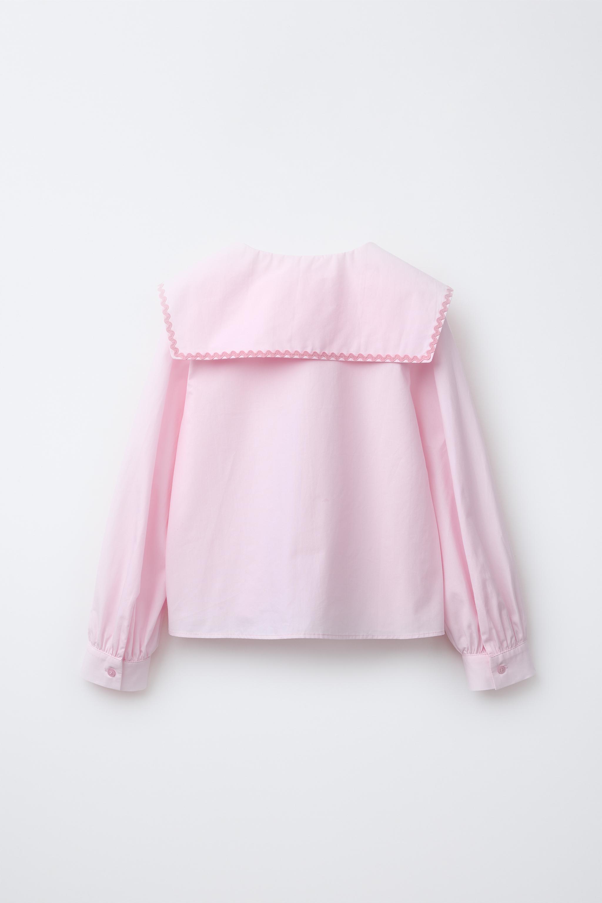 PICOT TRIM PETER PAN COLLAR SHIRT