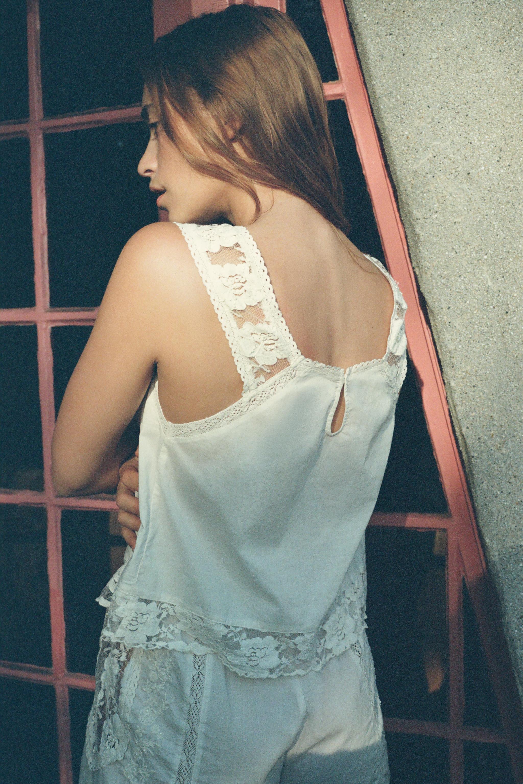 LIMITED EDITION EMBROIDERED LACE STRAPPY TOP