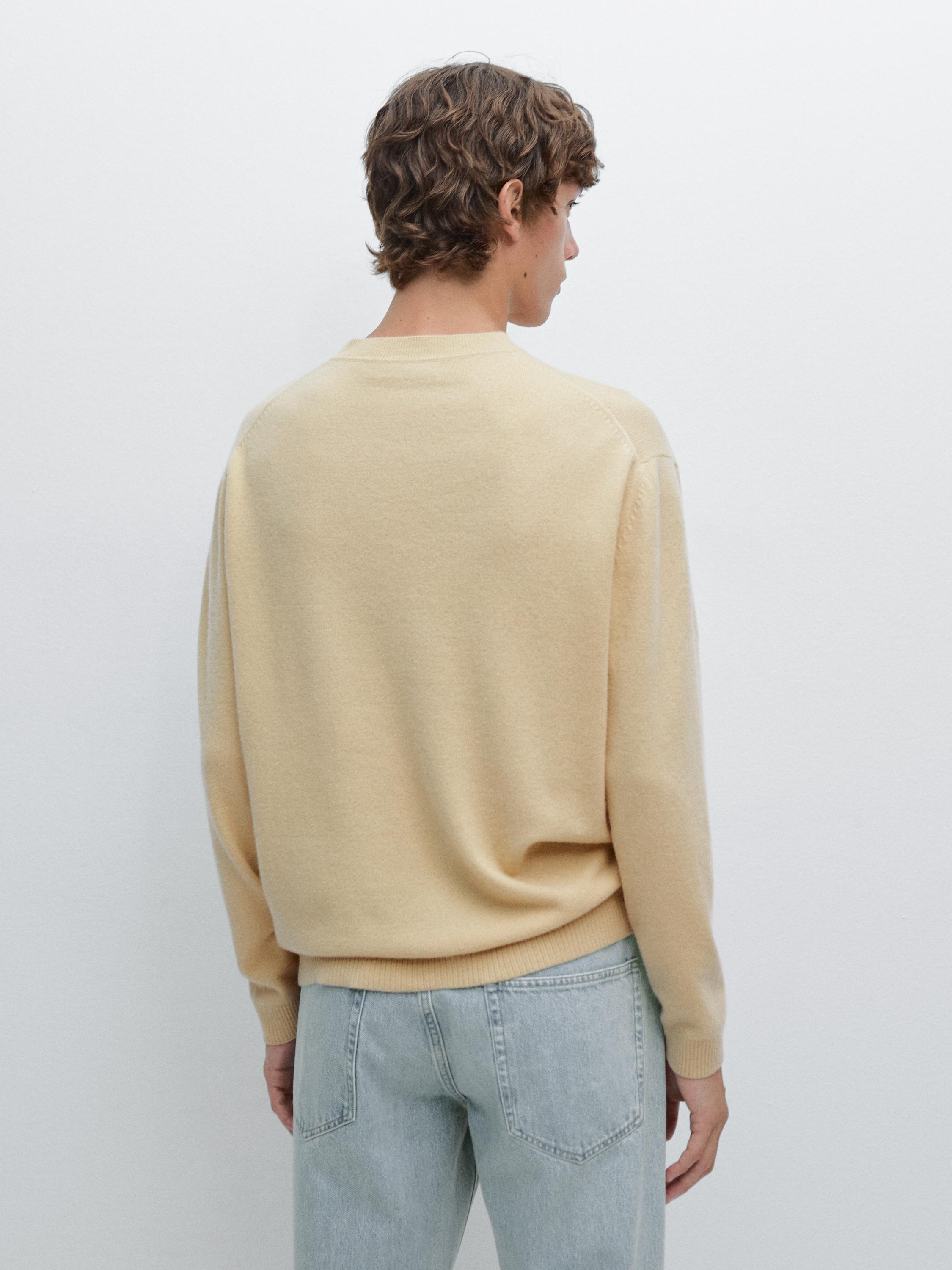 Wool blend crew neck knit sweater