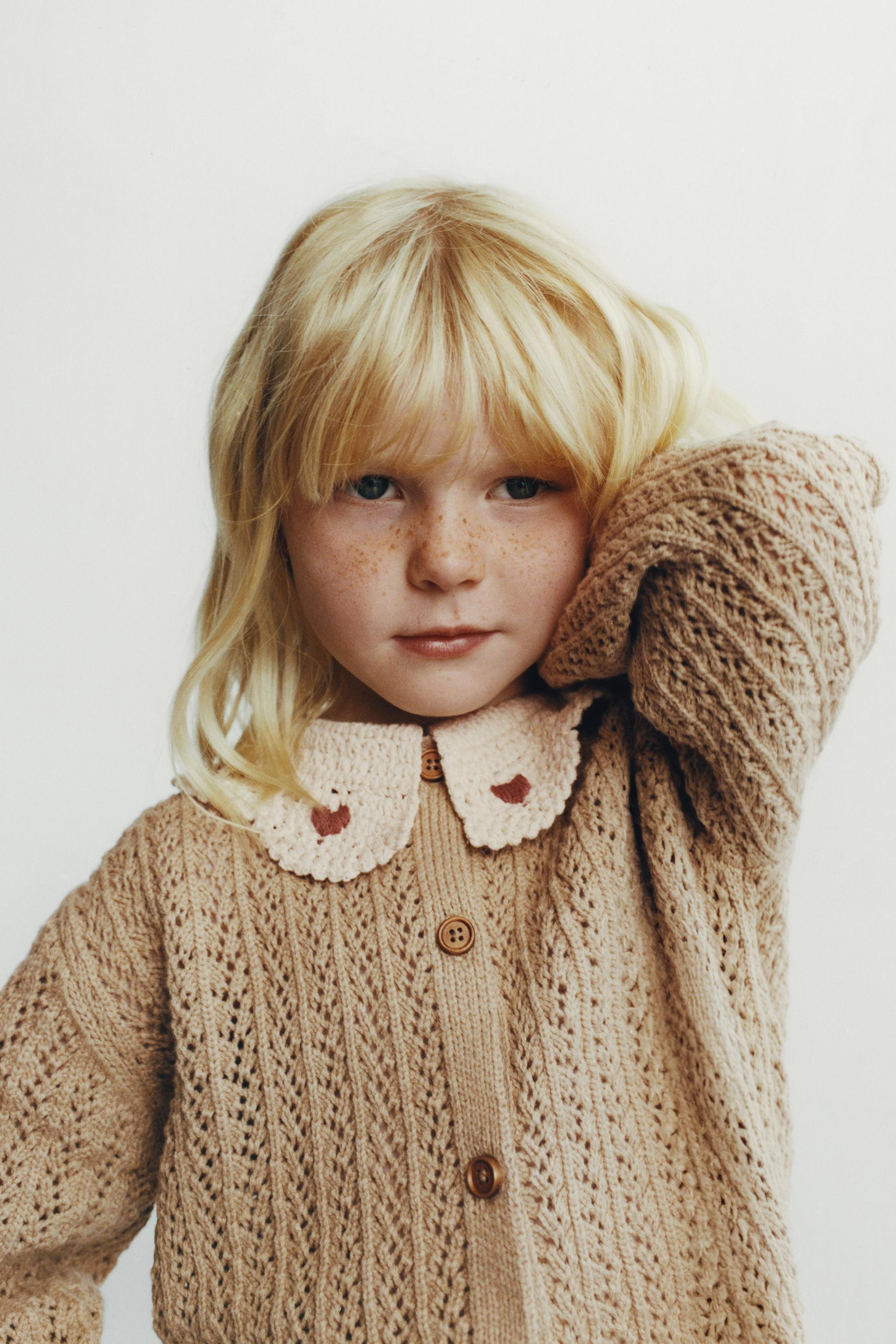 CROCHET COLLAR KNIT CARDIGAN