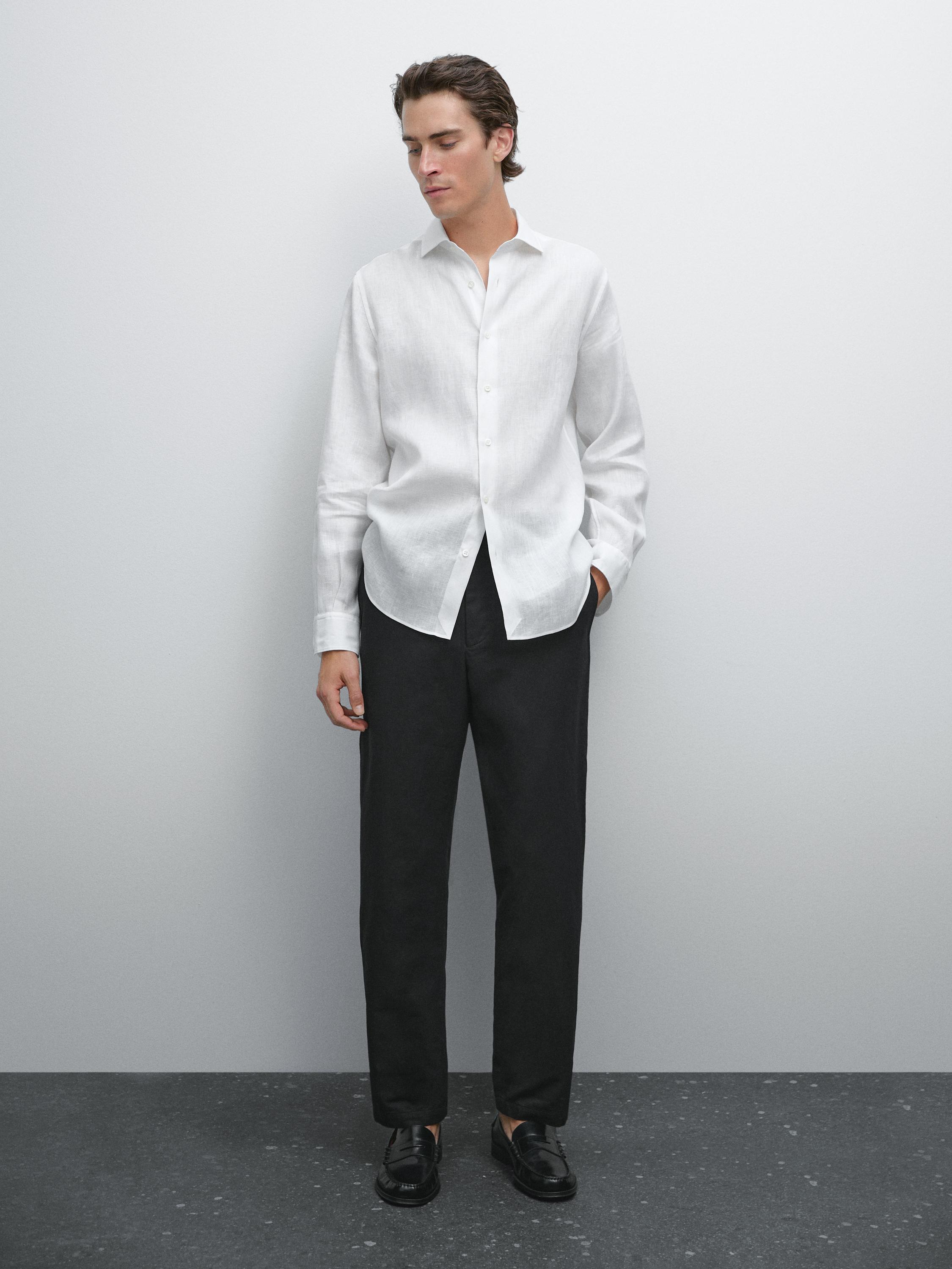 100% linen slim fit shirt