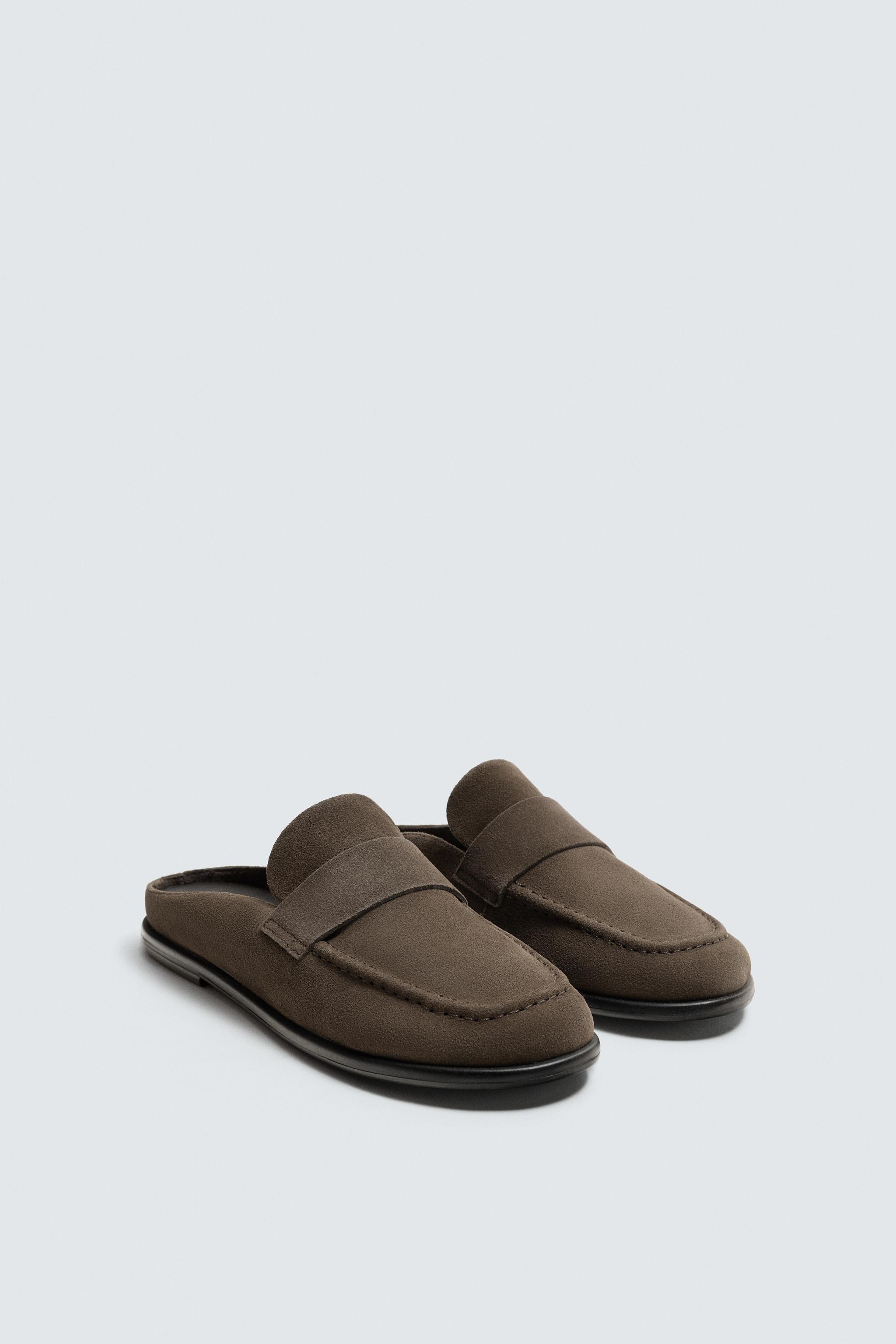 LEATHER OPEN BACK LOAFERS